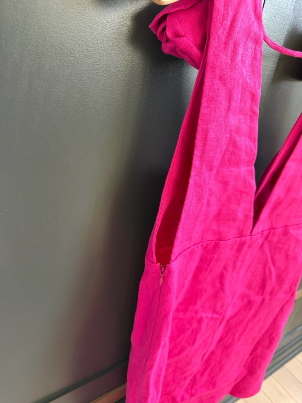 FARM Rio Hot Pink Floral-Shoulder Linen Dress - Picture 9 of 14